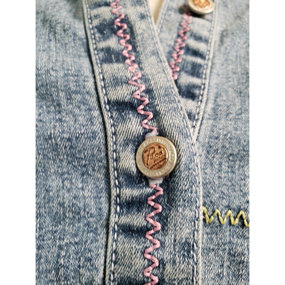 VTG Paco Jeans Denim Jacket Women XL Embroidered Stretch Retro Y2K Deadstock NWT - Picture 11 of 13